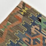 5x11 Green & Blue Tribal Turkish Vintage Kilim Rug 170x333Cm SK 35197