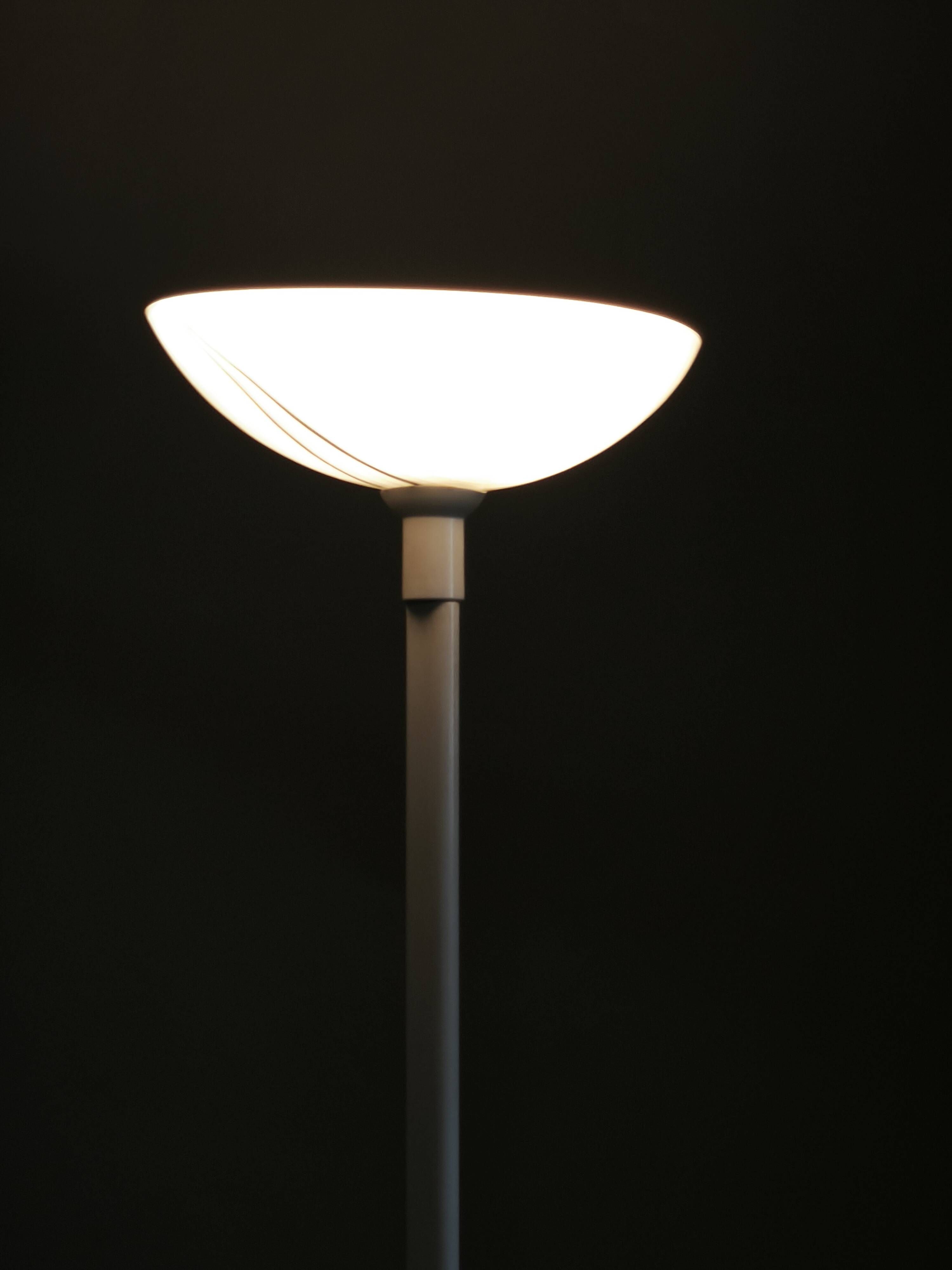 1970s Italian Murano Glass Dimmable Torchiere Floor Lamp