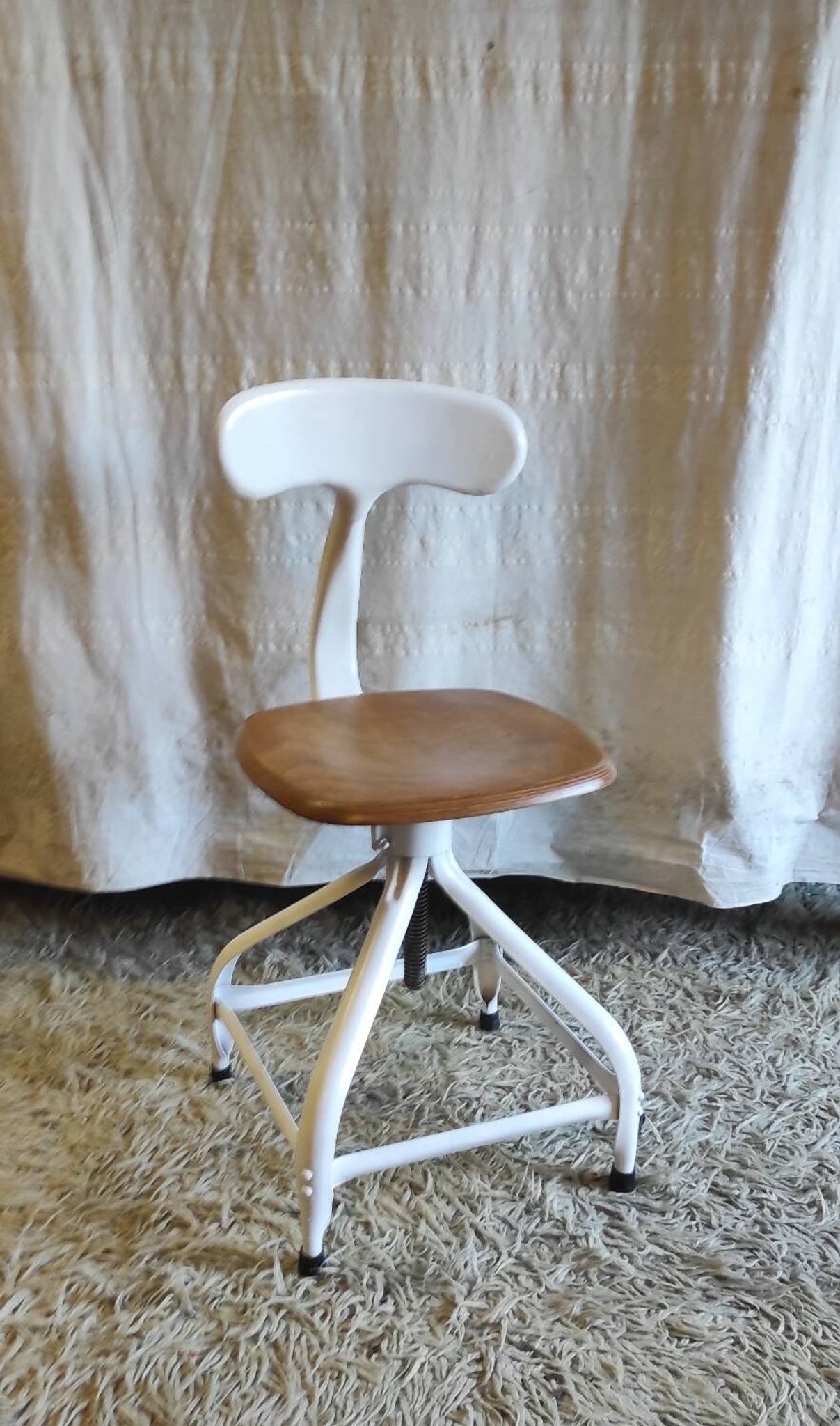 Workshop chair by Nicolle in metal and wood - 1960s