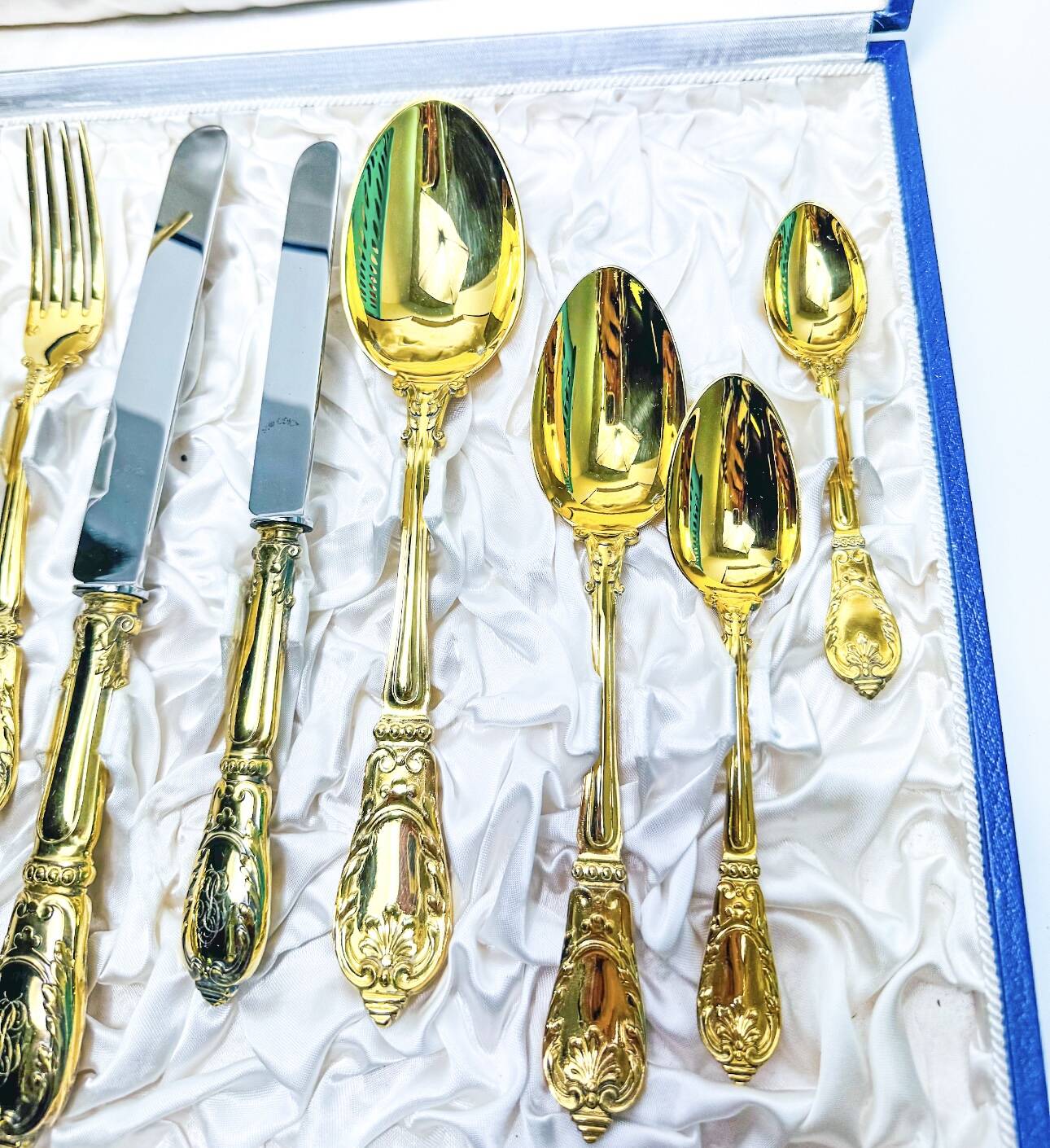 Prestige case for Odiot cutlery, solid silver and gold