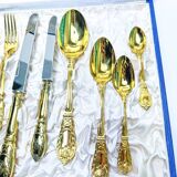Prestige case for Odiot cutlery, solid silver and gold