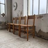 Set of 4 straw chairs circa Dordogne