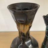 Pair of vintage glazed ceramic vases