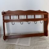 Vintage wooden wall shelf and hooks