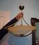 Golden Metal Suspension with Opaque Bowl Shade, 1980s