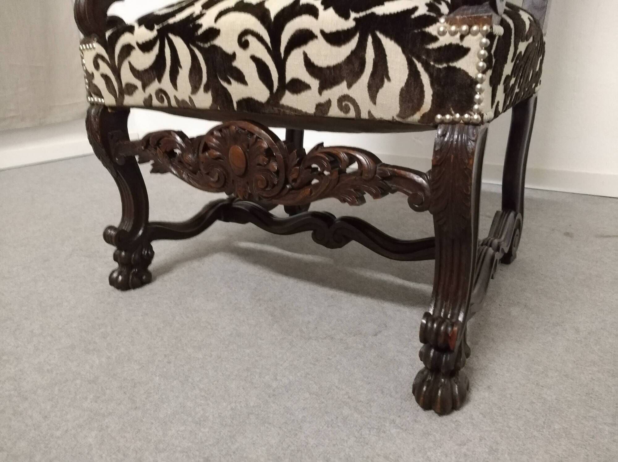 Pair of oak state armchairs, France, late 18th century