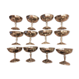 Set of 12 dessert cups, stainless steel, tulip feet.