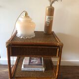 Pair of bedside in cannage and bamboo