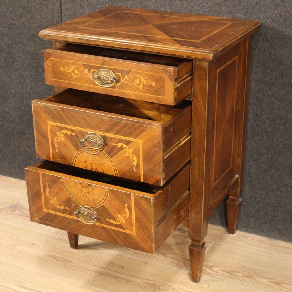 Inlaid bedside table in Louis XVI style