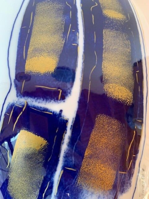 VASE Limoges porcelain flattened gilded shape