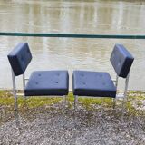 Paire de chaises en skaï design chromé - 1950s