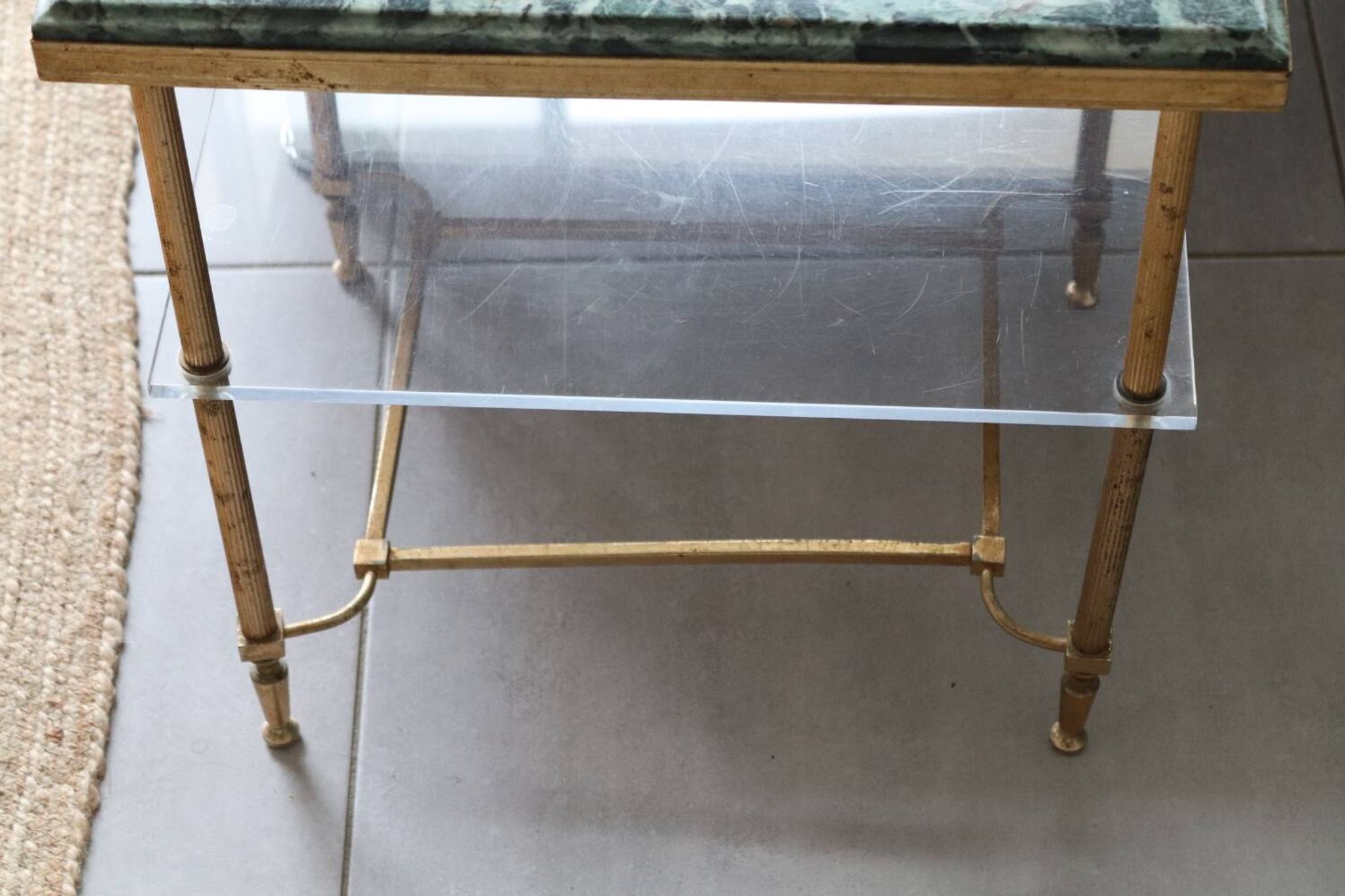 Table d'appoint en marbre vert vintage