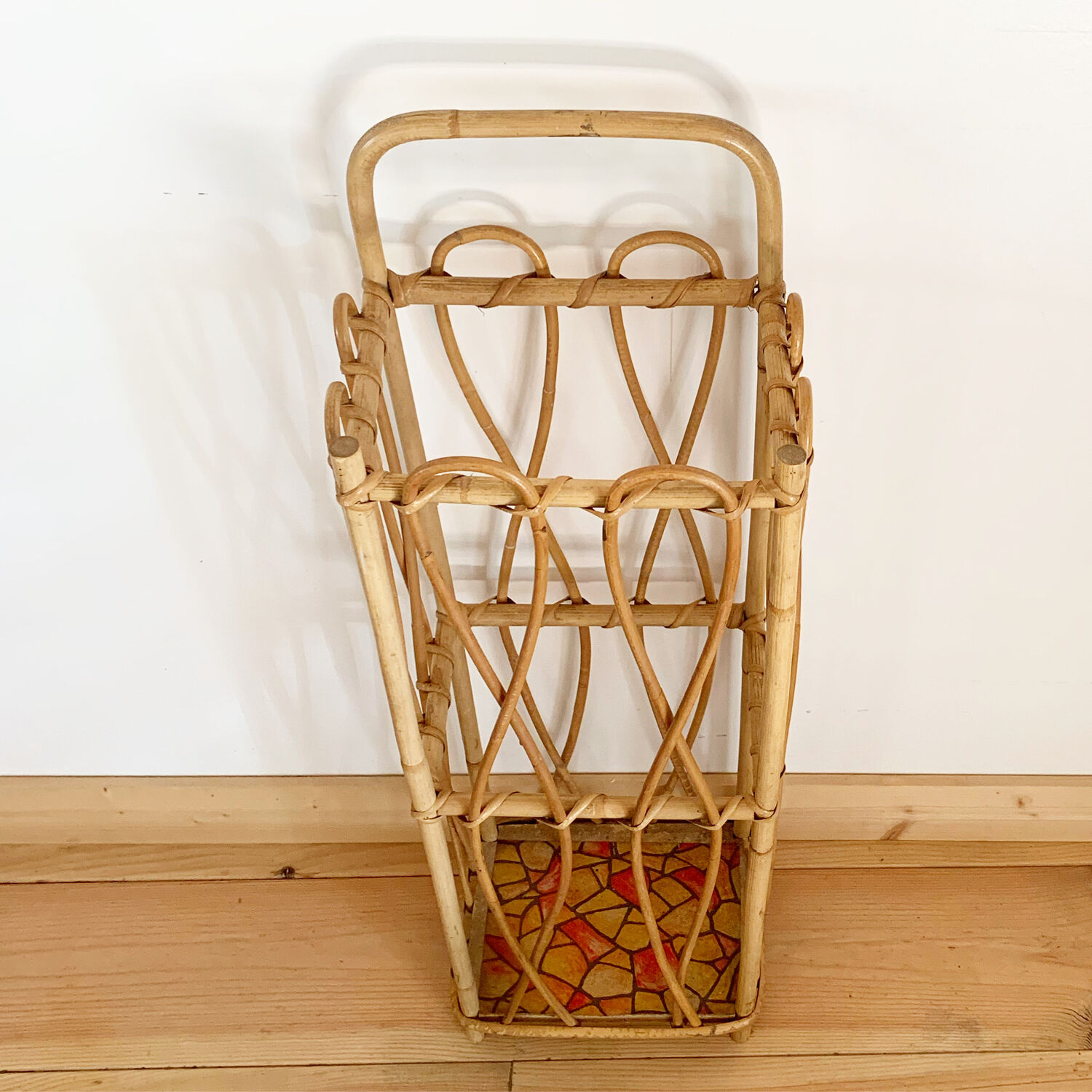 Vintage rattan umbrella stand