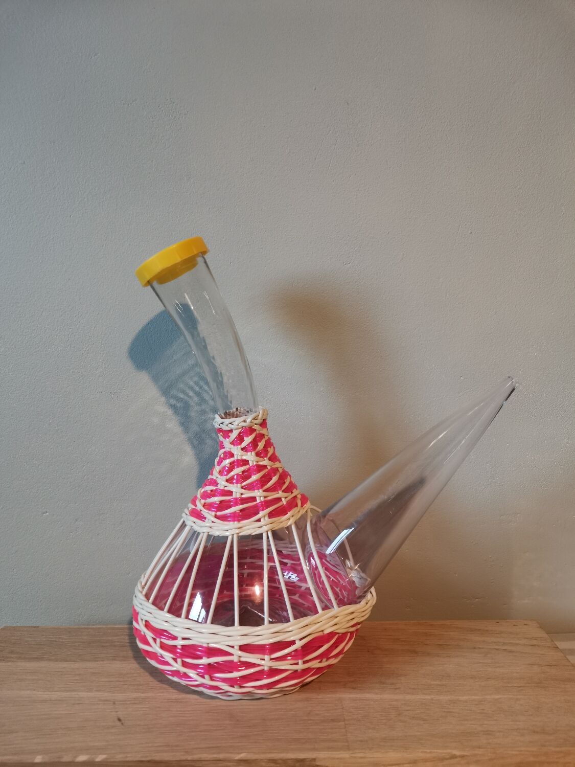 Vintage pink scoubidou carafe