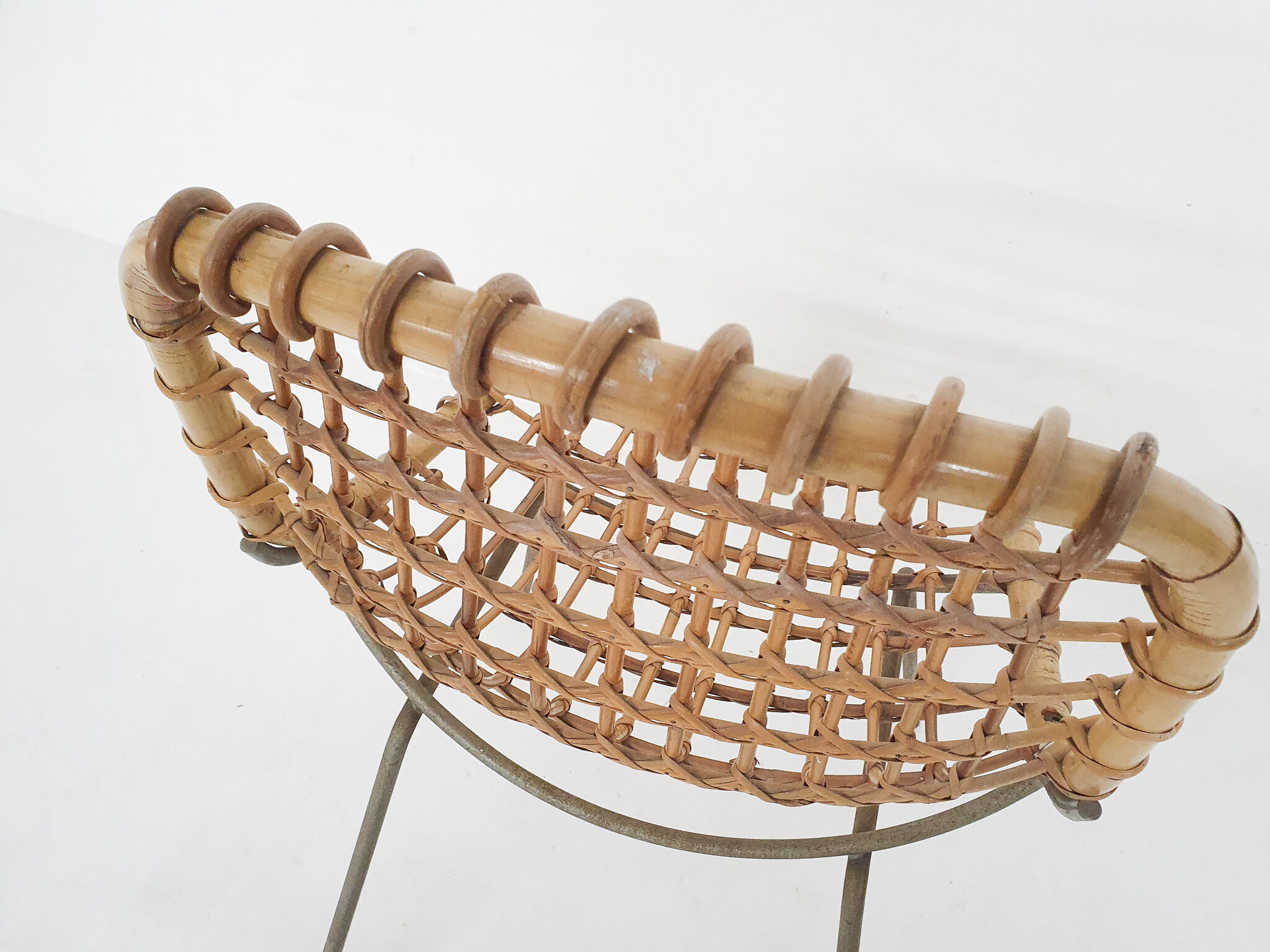 Vintage rattan and metal dining chair