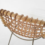 Vintage rattan and metal dining chair