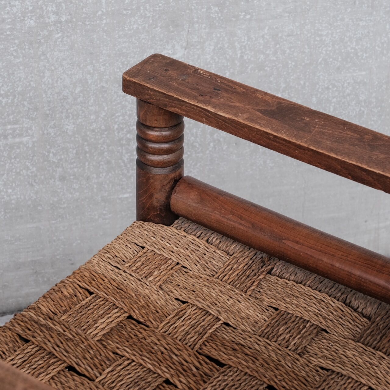 French Art Deco Cord and Oak Armchair