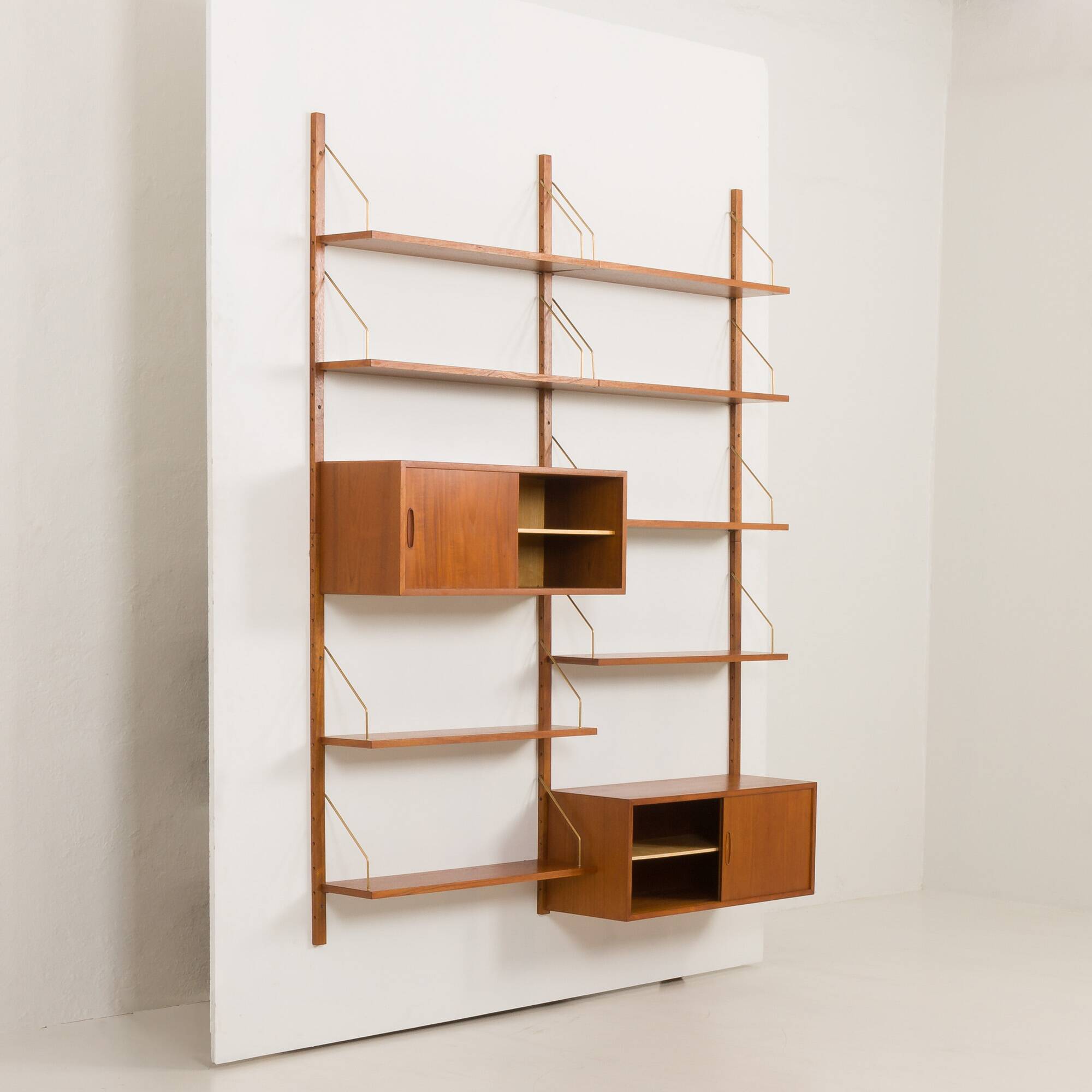 Danish mid-century teak wall unit with 2 cabinets, 1970s.