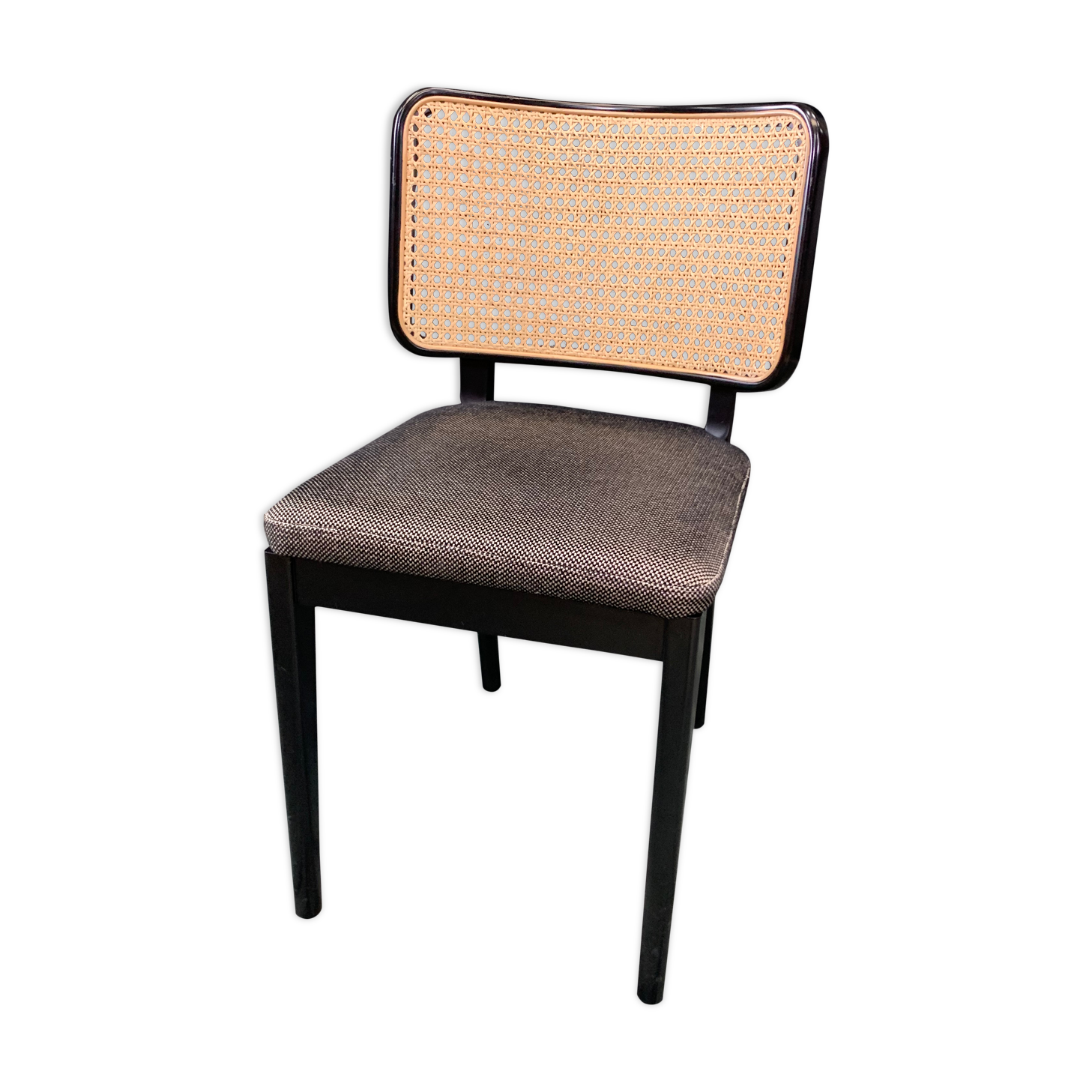 Chaise cannage bois noir caviar