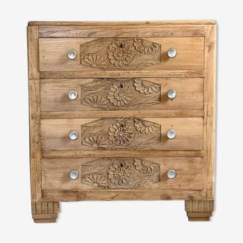 Vintage art deco oak chest of drawers