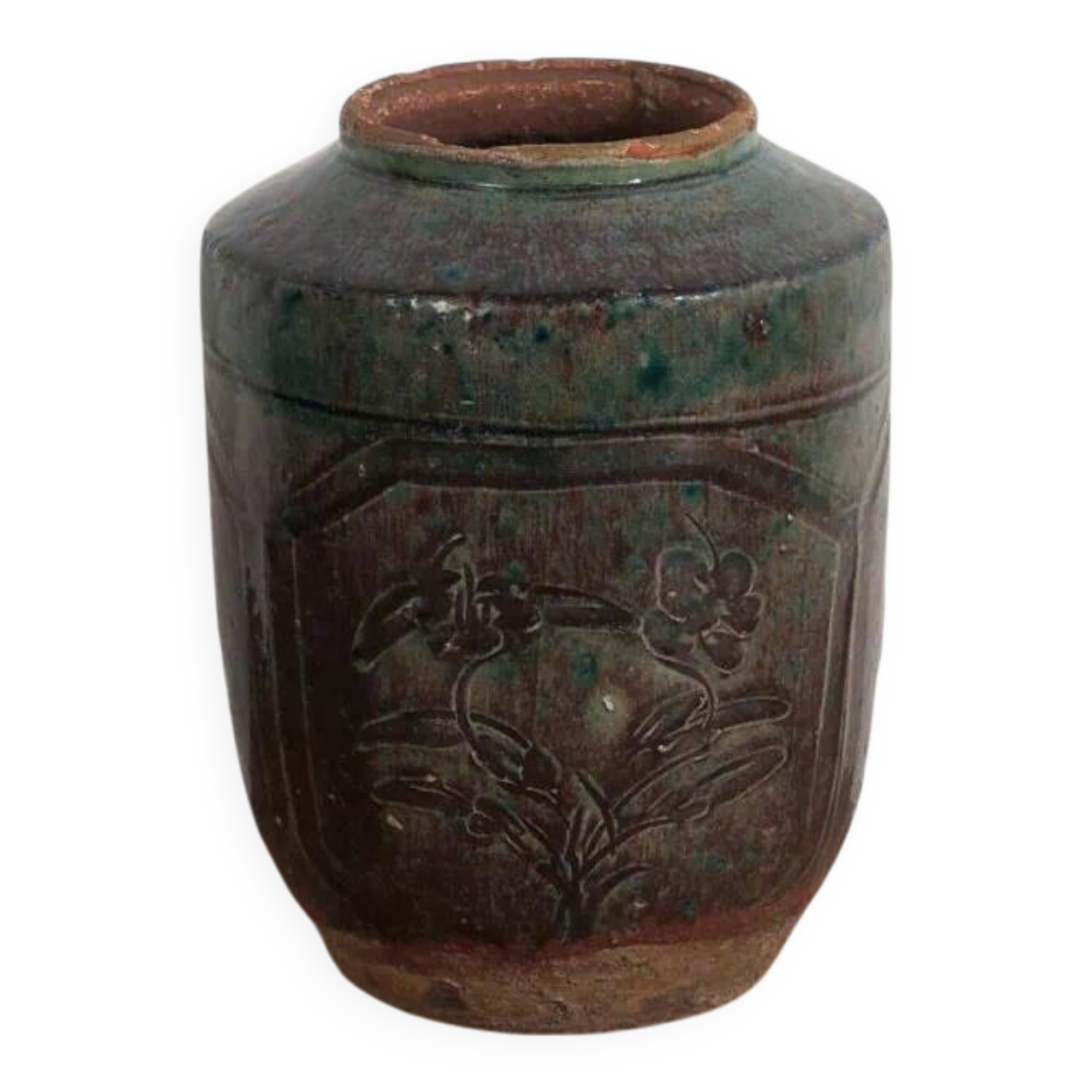 Vase oriental ancien avec relief floral (c.1820) #38