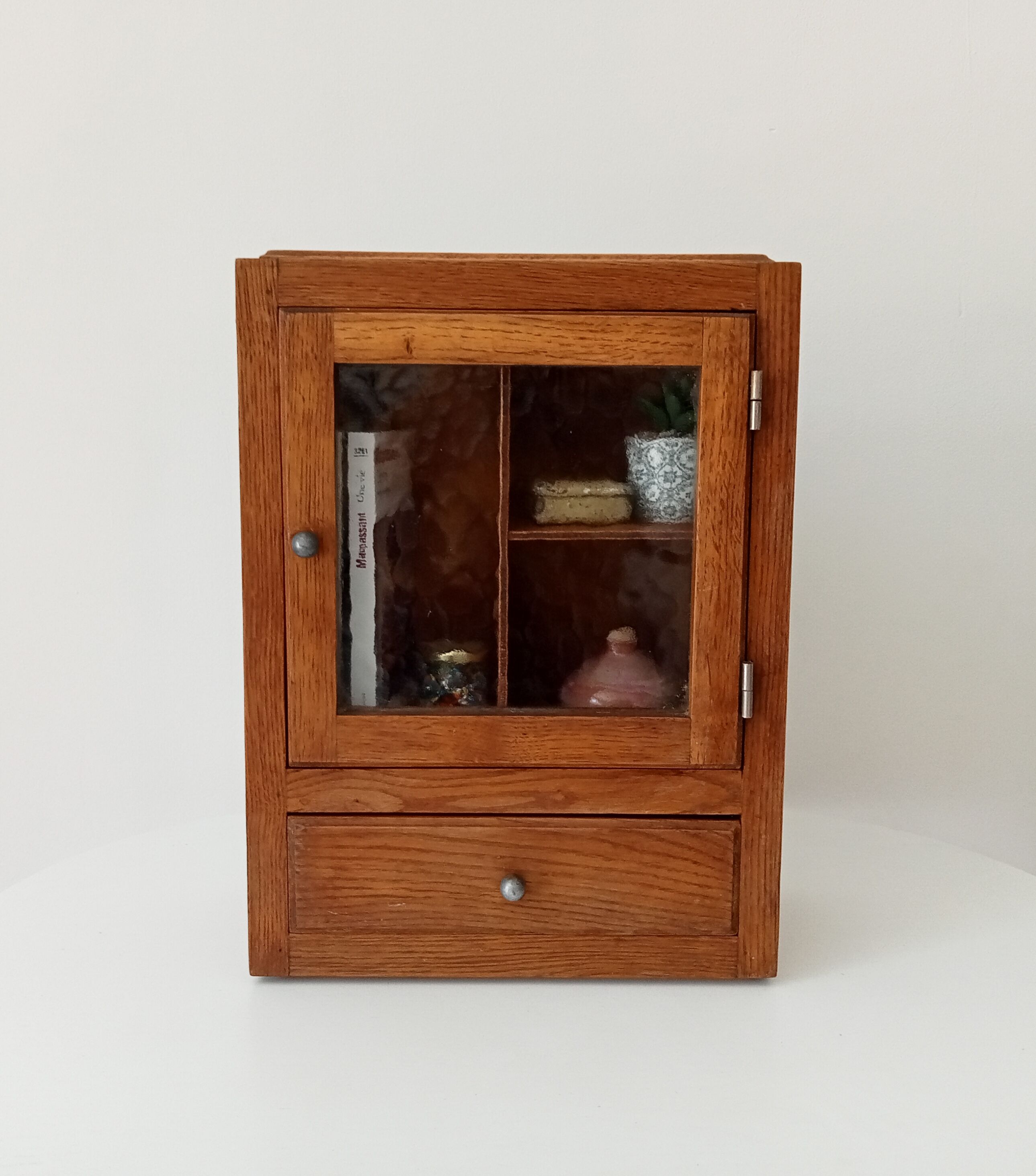 Vintage solid oak medicine cabinet