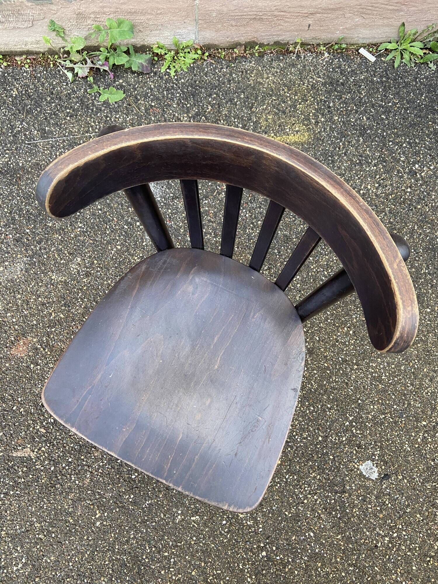 set of 6 Viennese chairs curved wood restaurant Paris bistro Fischel 1960