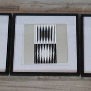 Trio Vintage Optical Art Tableaux - Victor Vasarely - Frames 40x40cm.