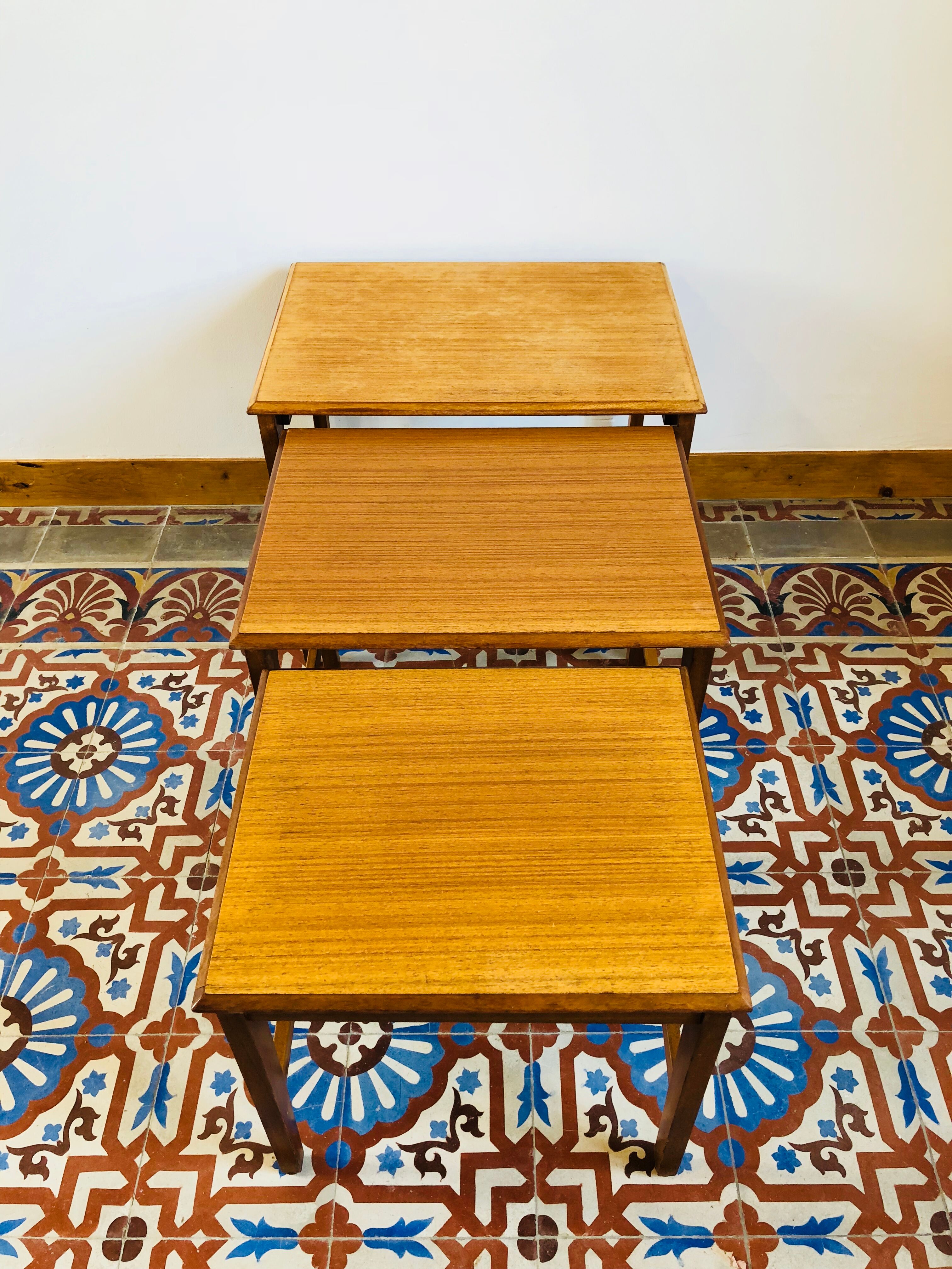 Pull-out tables teak by Remploy