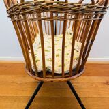 Vintage rattan doll cradle