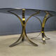 Vintage brass oval glass dining table, 1970s