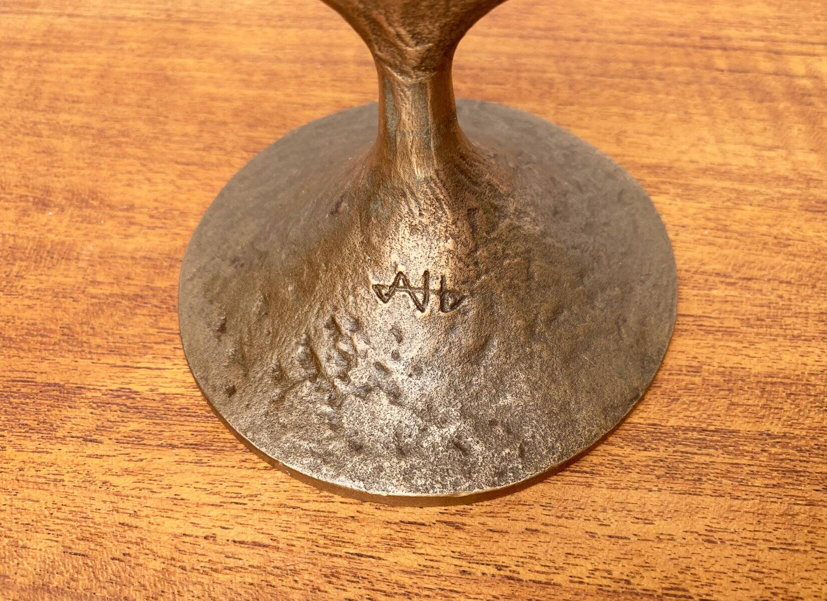 Brutalist metal candlestick mid-century