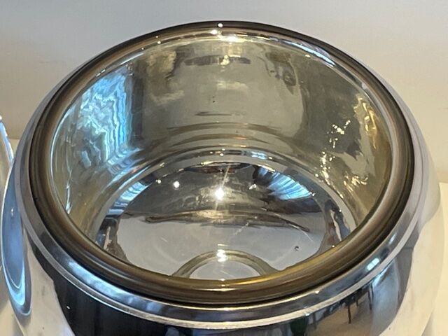 Silver metal ice bucket Apple brand Luxium 1970