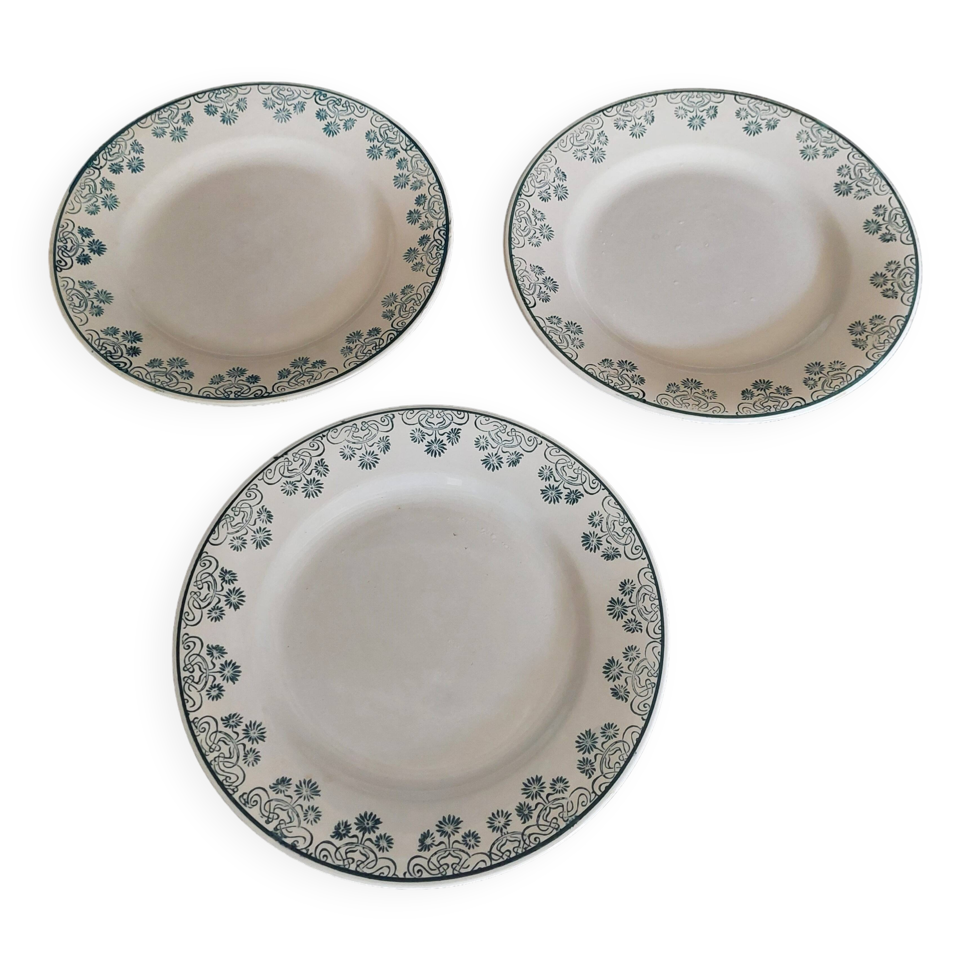 Flat plates in Digoin & Sarreguemines ironstone earthenware