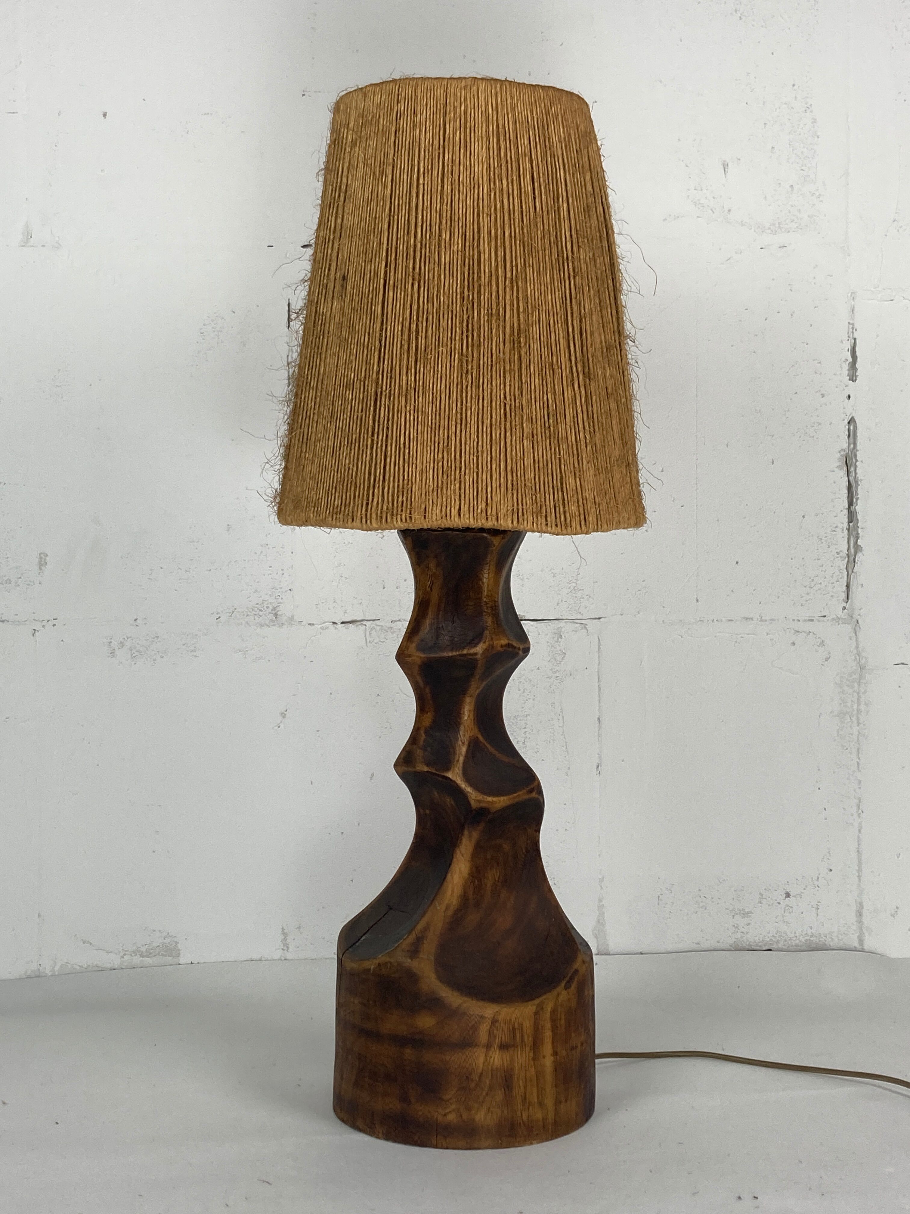 Lampe de table hollandaise brutaliste avec abat-jour en sisal, années 1960