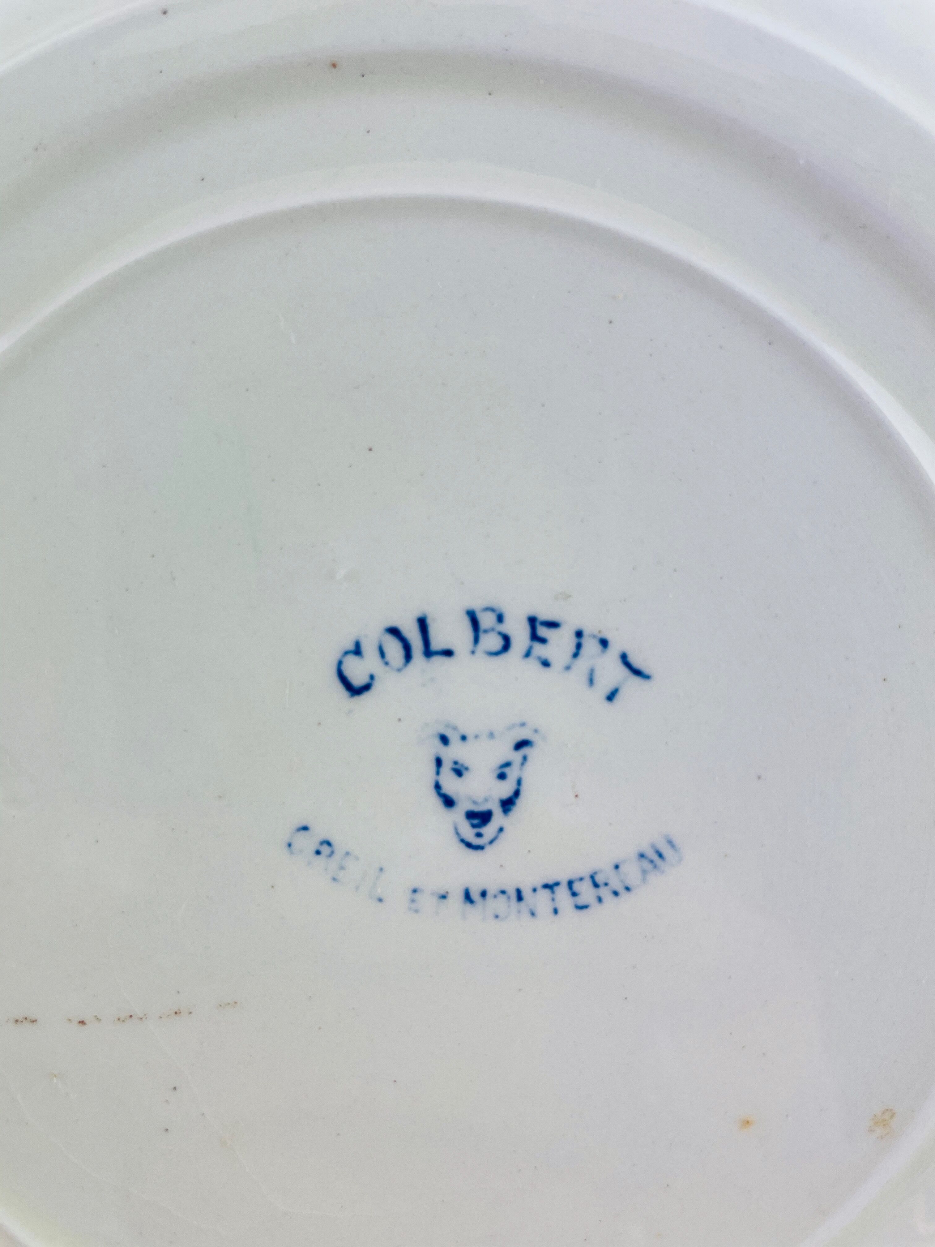6 old creil and montereau hollow plates, Colbert service