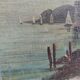 French vintage oil painting, signed Andreu. Chateau de St. Honorat