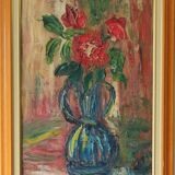 Vintage Painting Vase with Roses