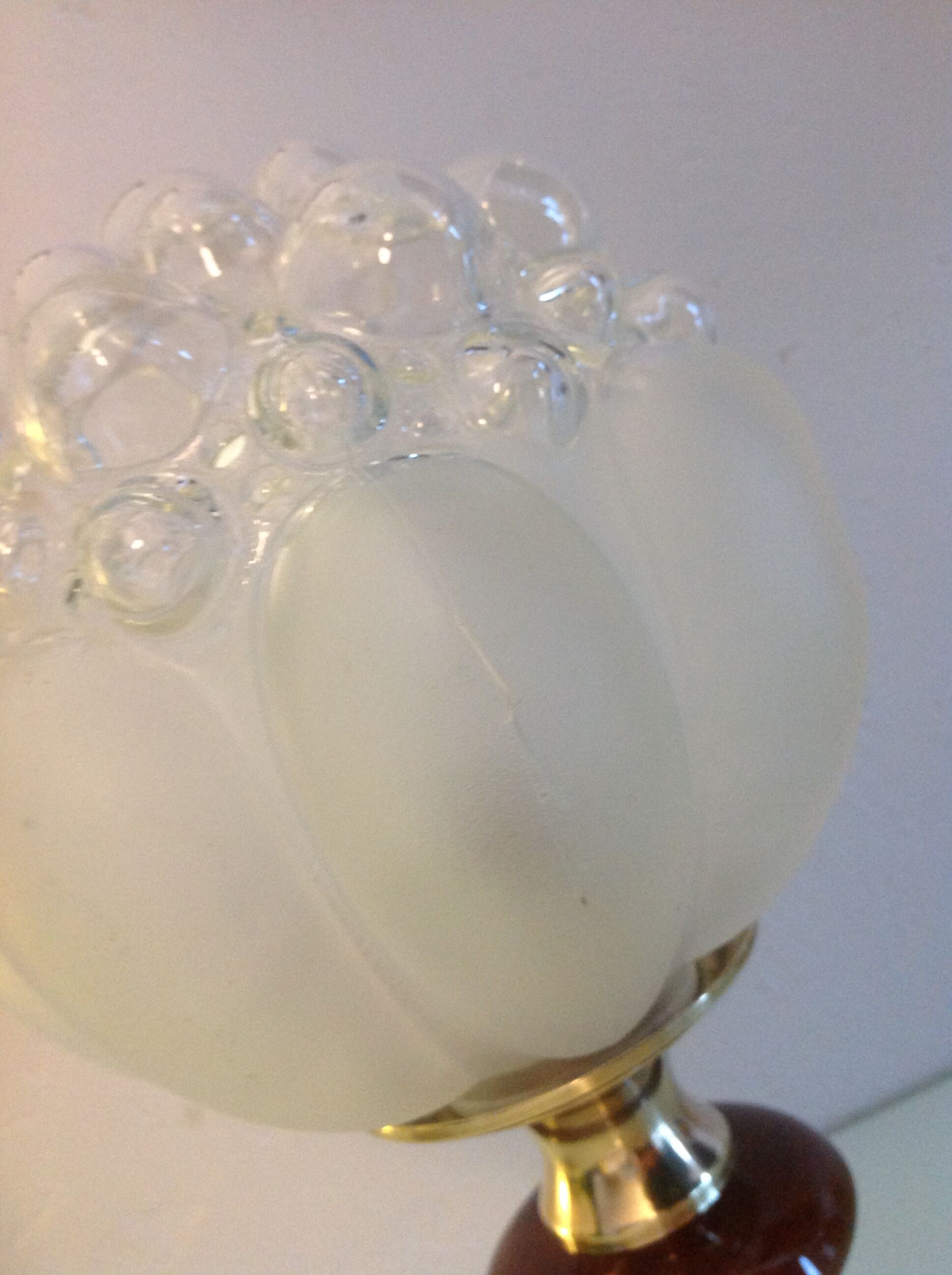 Pair of bubbled glass globe bedside lamps / vintage 60s-70s