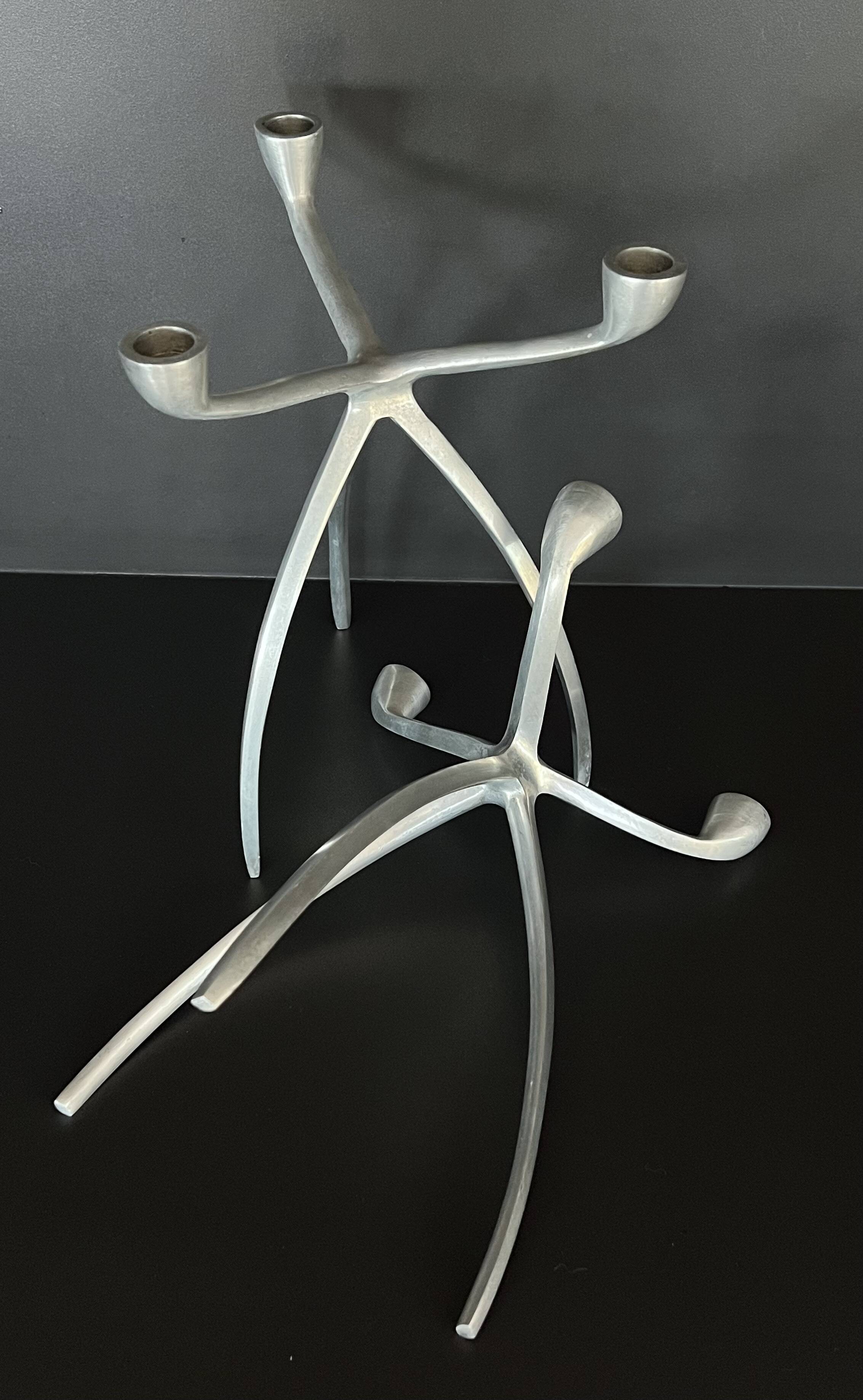 Aluminium tripod candle holders for De Bijenkorf, Netherlands 1970s