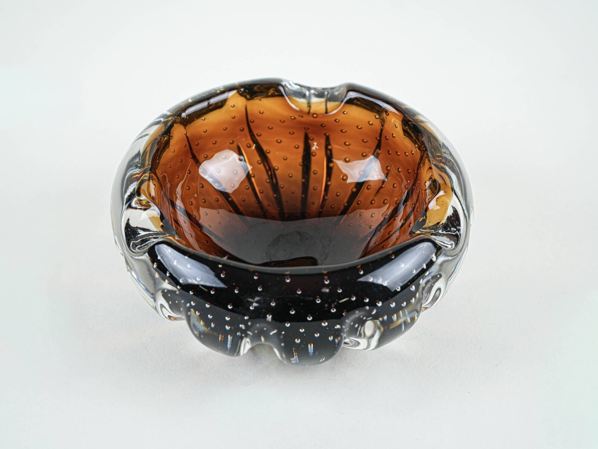 Glass platter in bullicante technique, Italian Modern design from the 1960s
