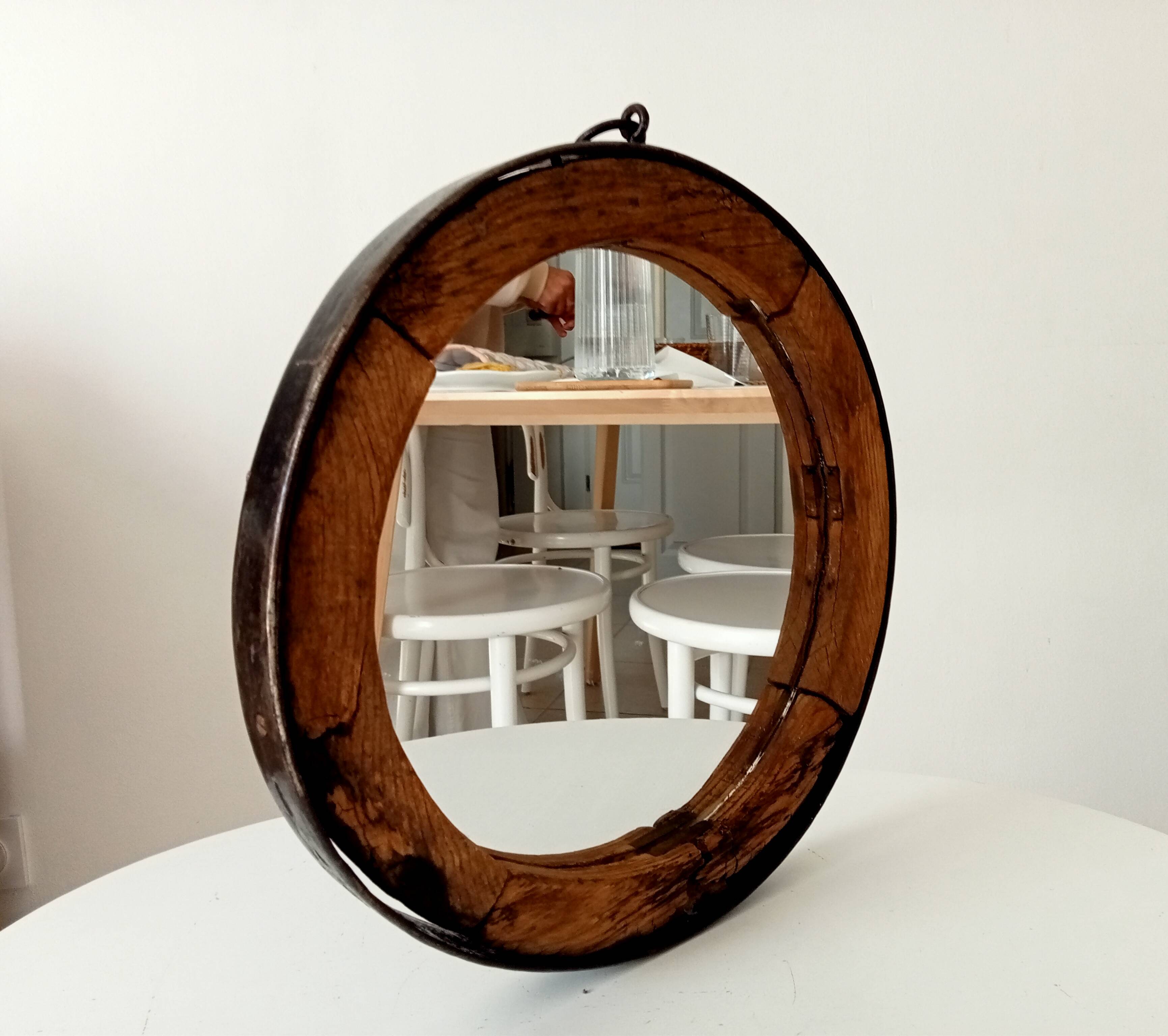 Miroir ancien brutaliste en fer forgé DLG Jean Touret