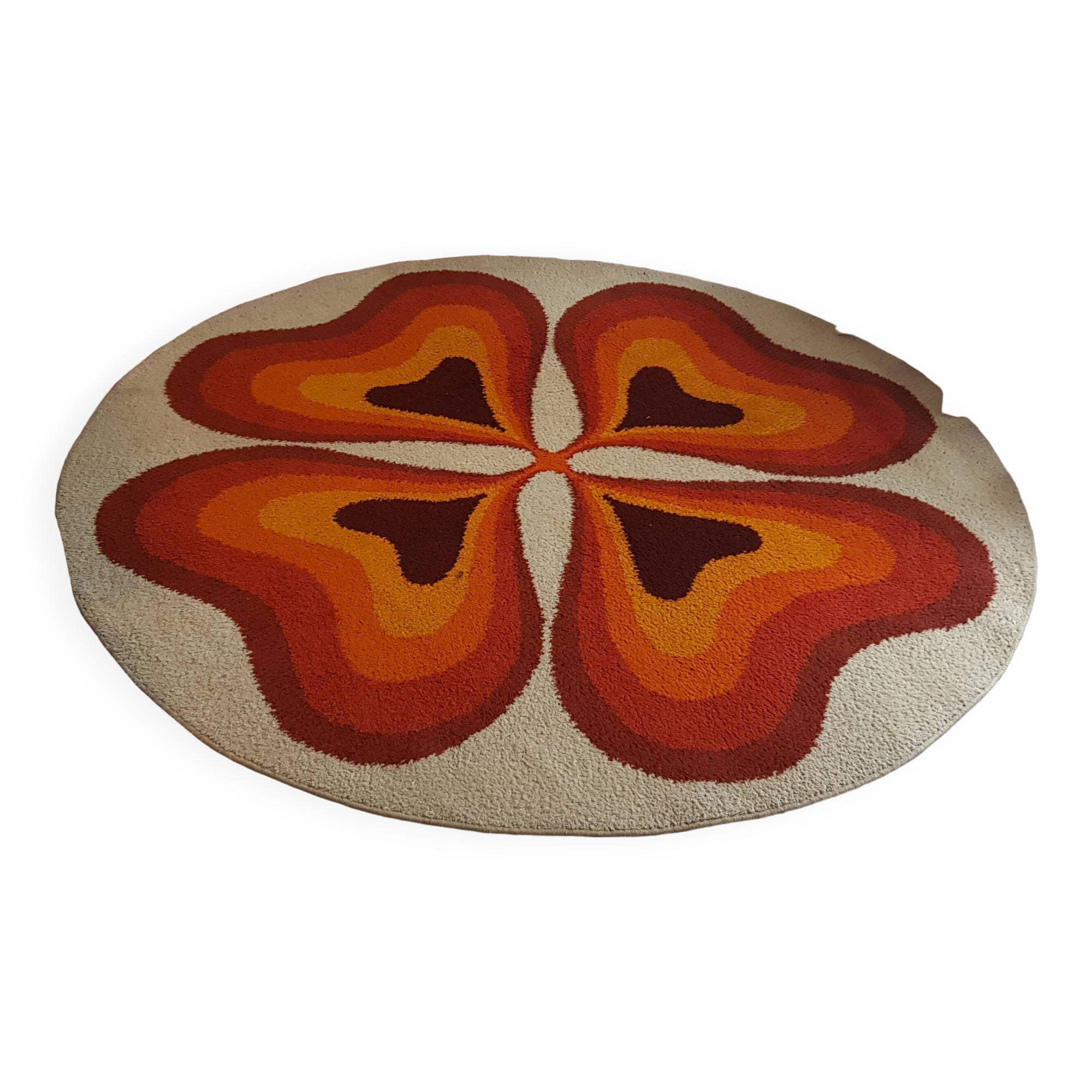 70s rug, Flower, in wool