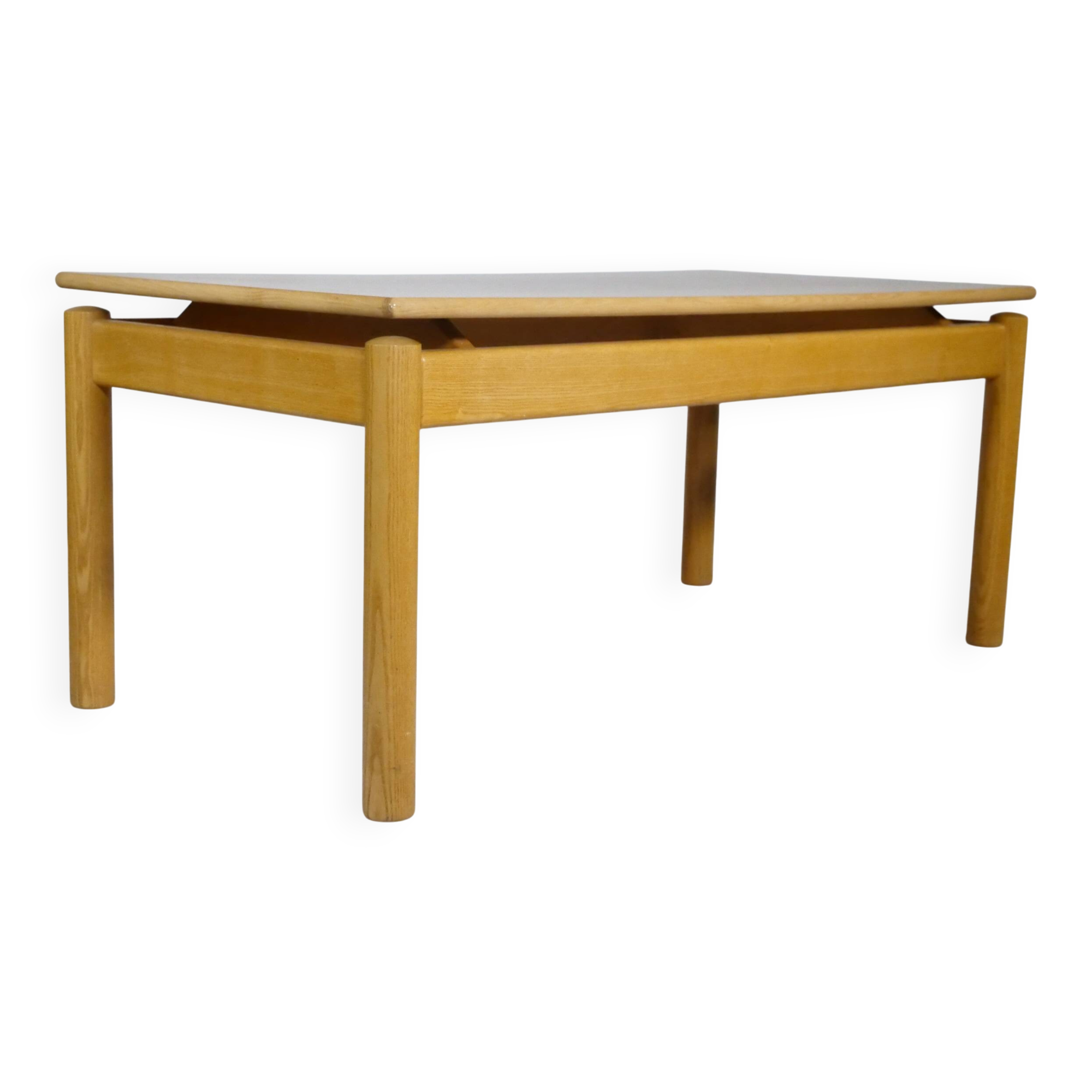 Minimalist Ash wood coffee table, 1970s
