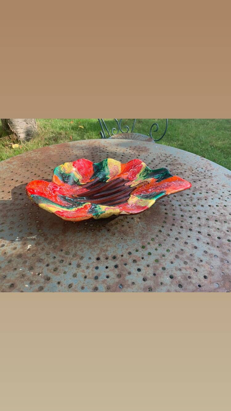 Fruit bowl in glazed ceramic stamped Vallauris, vintage 1960