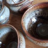 Soup bowls and cups in Puisaye stoneware by Jean-Pierre Prud'homme