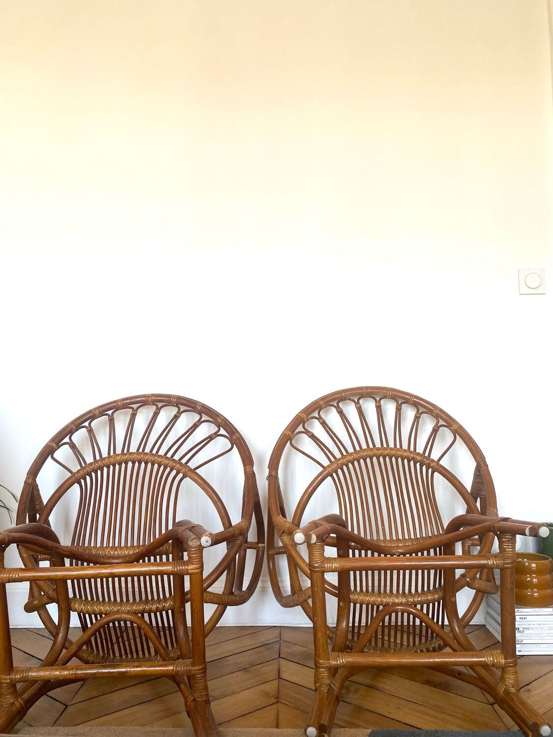 Pair of rattan armchairs