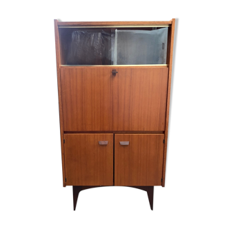 Secrétaire vintage 1960, partie supérieure vitrée