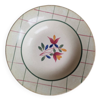 Vintage hollow plate Gien tamaris flower pattern decorated by hand