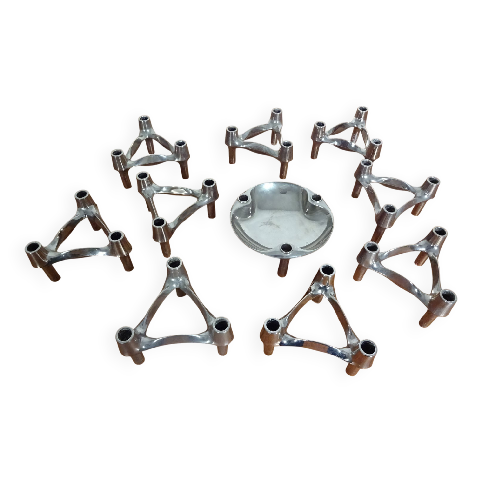 Candleholders by Ceasar Stoffi & Fritz Nagel for BMF, 1960s, Set of 10